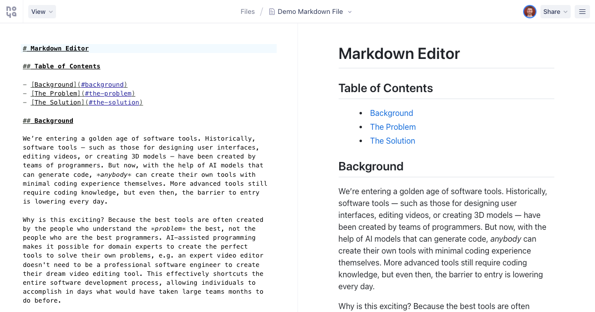 Markdown preview